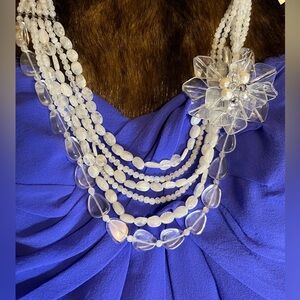 Nakamol beaded Moonstone Quartz Fresh water pearl and silver bead necklace
